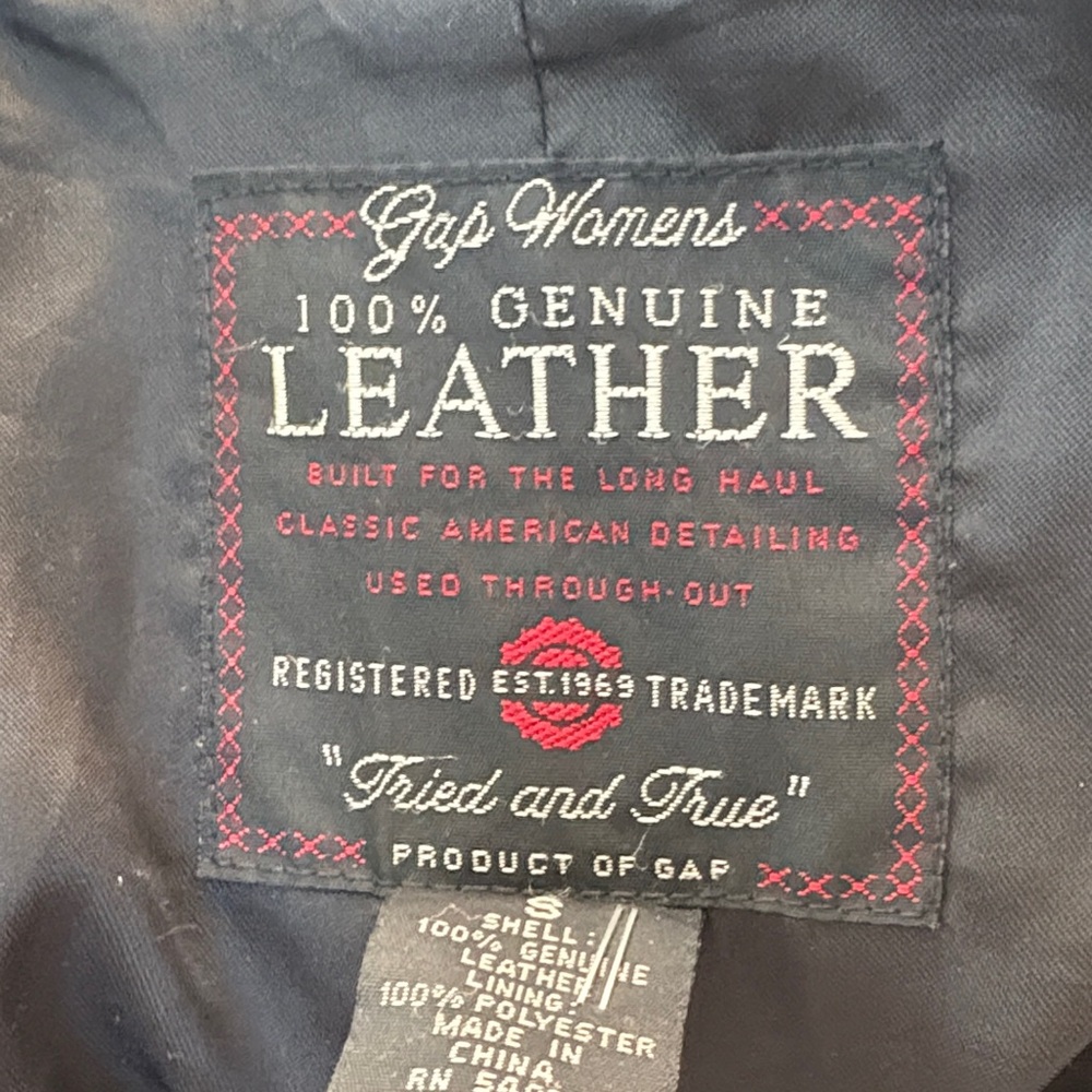 GAP Dark Leather Jacket with Silver Accents - Picture 3 of 3